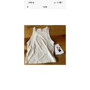 Yogalicious Womans XS Heavenly Rib Stacy Cream Crop Tank Top NEW WITH TAG